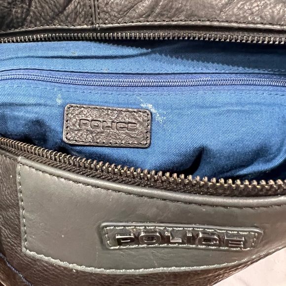 POLICE Black Leather Backpack Travel Bag - Picture 15 of 15